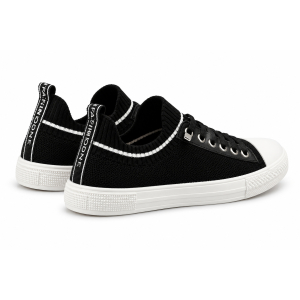 TRAMPKI TENISÓWKI WSUWANE BUTY DAMSKIE 016 1419 CZARNE z BIAŁĄ PODESZWĄ