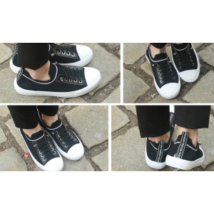 TRAMPKI TENISÓWKI WSUWANE BUTY DAMSKIE 016 1419 CZARNE z BIAŁĄ PODESZWĄ