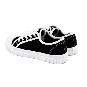 TRAMPKI WIĄZANE sneakersy MŁODZIEŻOWE 016 CZARNE z BIAŁĄ PODESZWĄ