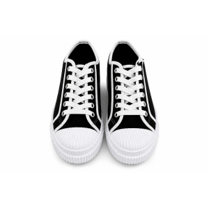 TRAMPKI WIĄZANE sneakersy MŁODZIEŻOWE 016 CZARNE z BIAŁĄ PODESZWĄ