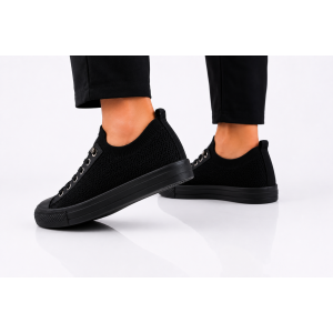 TENISÓWKI WSUWANE TRAMPKI sneakersy DAMSKIE 016 CZARNE z BIAŁĄ PODESZWĄ