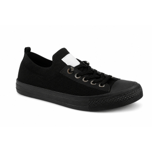 TENISÓWKI WSUWANE TRAMPKI sneakersy DAMSKIE 016 CZARNE z BIAŁĄ PODESZWĄ