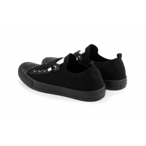 TENISÓWKI WSUWANE TRAMPKI sneakersy DAMSKIE 016 CZARNE z BIAŁĄ PODESZWĄ