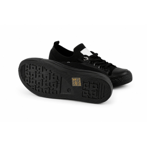 TENISÓWKI WSUWANE TRAMPKI sneakersy DAMSKIE 016 CZARNE z BIAŁĄ PODESZWĄ