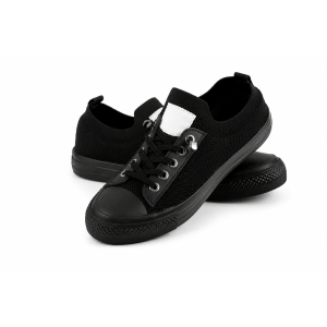 TENISÓWKI WSUWANE TRAMPKI sneakersy DAMSKIE 016 CZARNE z BIAŁĄ PODESZWĄ