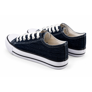 TRAMPKI KLASYCZNE WIĄZANE sneakersy DAMSKIE 016 JEANS z BIAŁĄ PODESZWĄ