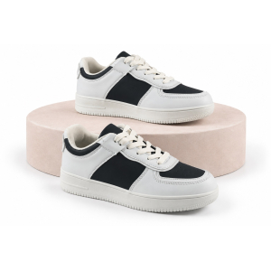 Damskie Sneakersy Biało-Czarne na Grubszej Podeszwie Sportowe Buty Casual 1418