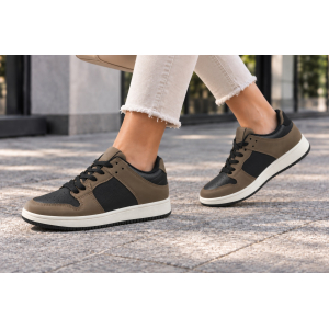 Damskie sneakersy MarioEmilio 1427 czekolada brązowo-czarne z kontrastową podeszwą model casual