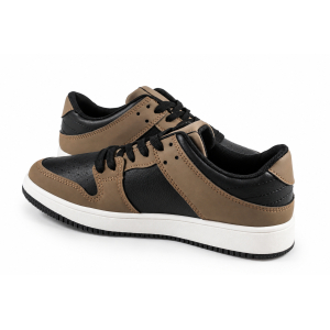 Damskie sneakersy MarioEmilio 1427 czekolada brązowo-czarne z kontrastową podeszwą model casual