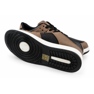 Damskie sneakersy MarioEmilio 1427 czekolada brązowo-czarne z kontrastową podeszwą model casual