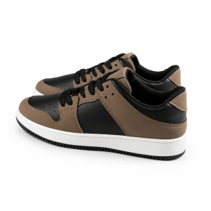 Damskie sneakersy MarioEmilio 1427 czekolada brązowo-czarne z kontrastową podeszwą model casual