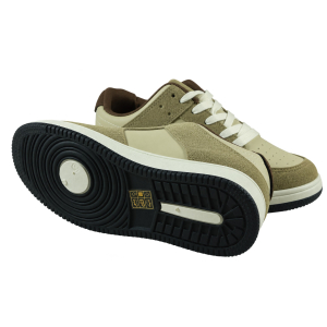 Damskie sneakersy MarioEmilio 1427 beżowo-khaki z kontrastową podeszwą model casual
