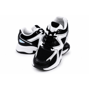 Sneakersy MŁODZIEŻOWE 1438 czarne białe paski na PLATFORMIE