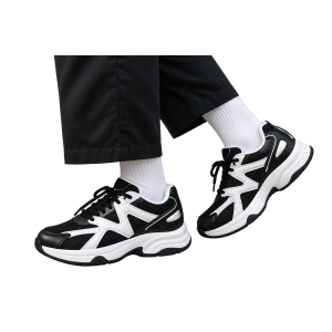 Sneakersy MŁODZIEŻOWE 1438 czarne białe paski na PLATFORMIE