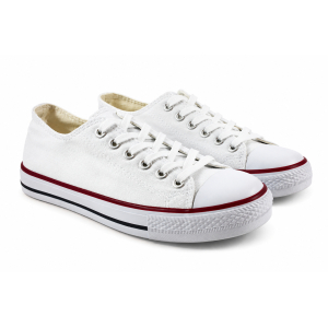TRAMPKI KLASYCZNE WIĄZANE sneakersy MESKIE 016 BIAŁE z BIAŁĄ PODESZWĄ