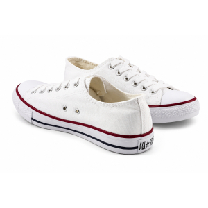 TRAMPKI KLASYCZNE WIĄZANE sneakersy MESKIE 016 BIAŁE z BIAŁĄ PODESZWĄ