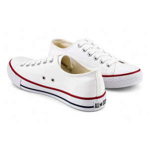 TRAMPKI KLASYCZNE WIĄZANE sneakersy MESKIE 016 BIAŁE z BIAŁĄ PODESZWĄ