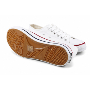 TRAMPKI KLASYCZNE WIĄZANE sneakersy MESKIE 016 BIAŁE z BIAŁĄ PODESZWĄ