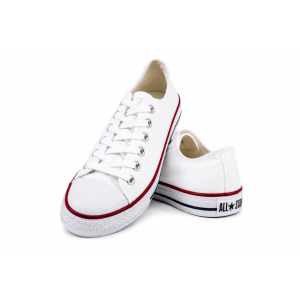 TRAMPKI KLASYCZNE WIĄZANE sneakersy MESKIE 016 BIAŁE z BIAŁĄ PODESZWĄ