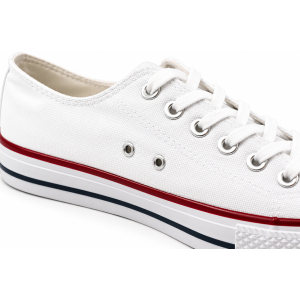 TRAMPKI KLASYCZNE WIĄZANE sneakersy MESKIE 016 BIAŁE z BIAŁĄ PODESZWĄ