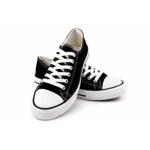 TRAMPKI KLASYCZNE WIĄZANE sneakersy MESKIE 016 CZARNE z BIAŁĄ PODESZWĄ