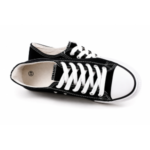 TRAMPKI KLASYCZNE WIĄZANE sneakersy MESKIE 016 CZARNE z BIAŁĄ PODESZWĄ