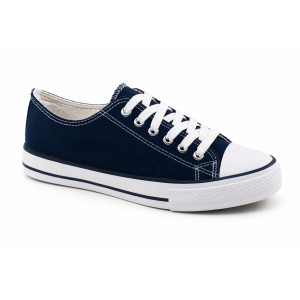 TRAMPKI KLASYCZNE WIĄZANE sneakersy MESKIE 016 GRANATOWE NAVY z BIAŁĄ PODESZWĄ