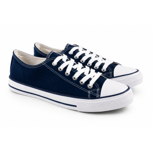 TRAMPKI KLASYCZNE WIĄZANE sneakersy MESKIE 016 GRANATOWE NAVY z BIAŁĄ PODESZWĄ