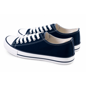 TRAMPKI KLASYCZNE WIĄZANE sneakersy MESKIE 016 GRANATOWE NAVY z BIAŁĄ PODESZWĄ
