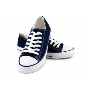 TRAMPKI KLASYCZNE WIĄZANE sneakersy MESKIE 016 GRANATOWE NAVY z BIAŁĄ PODESZWĄ