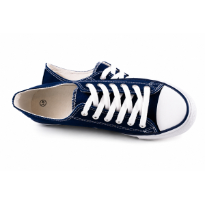 TRAMPKI KLASYCZNE WIĄZANE sneakersy MESKIE 016 GRANATOWE NAVY z BIAŁĄ PODESZWĄ
